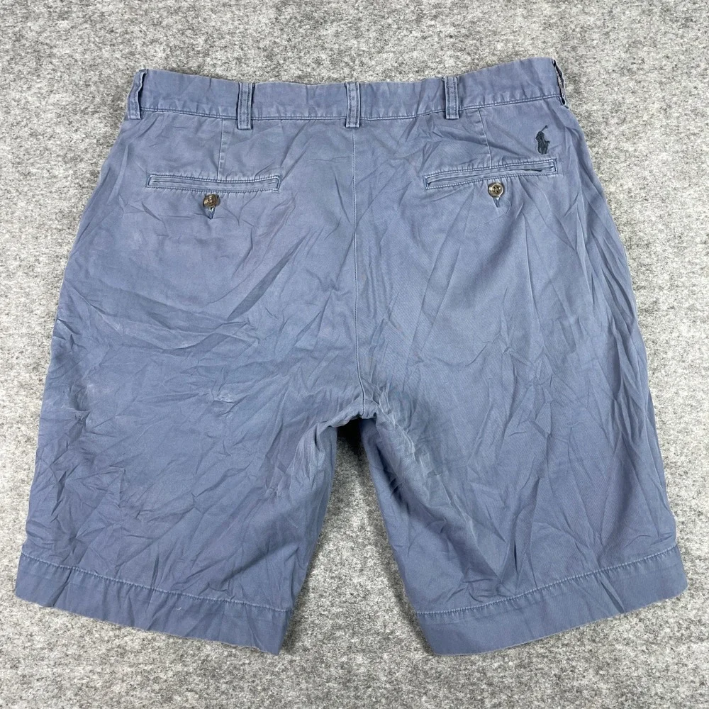 Polo Ralph Lauren Shorts Mens 34 (Fits 34x9) Blue Chino Flat Front Preppy 90s